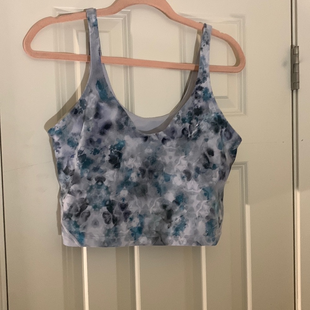 Blue Floral Print Crop Tank Top - Women